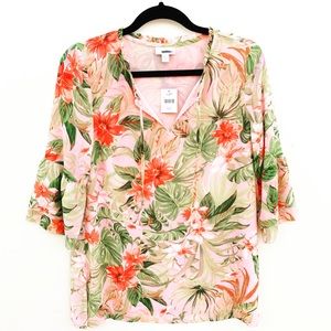 J Jill Paradise Found Tropical Floral Tunic Top
